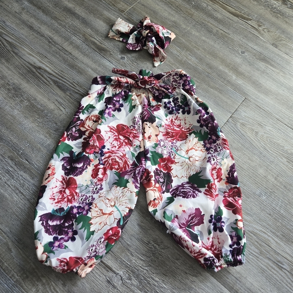 12M Girls Floral Kids Bottoms with Headband